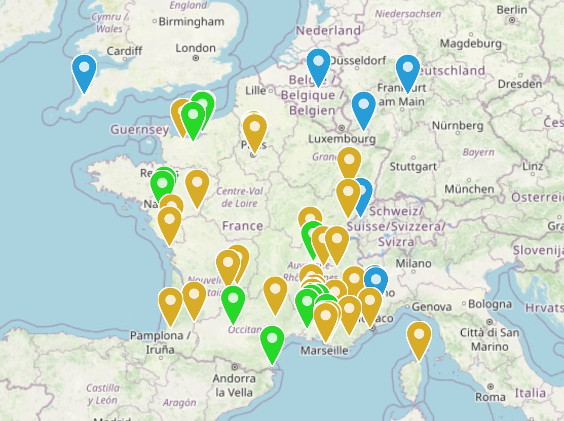 Preview of interactive pastis brands map showing geographical distribution